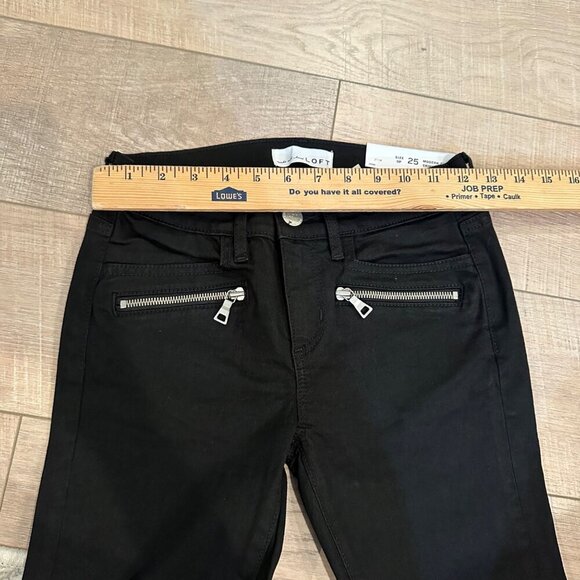 LOFT WOMENS SIZE 0/25 PETITE BLACK JEANS ZIPPER ACCENTS NEW - Picture 4 of 9